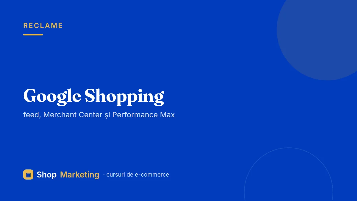 Curs Google Shopping: feed, Merchant Center și Performance Max